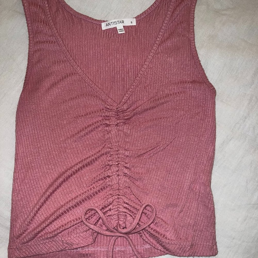 ANTISTAR Pink Rouche Tank Top